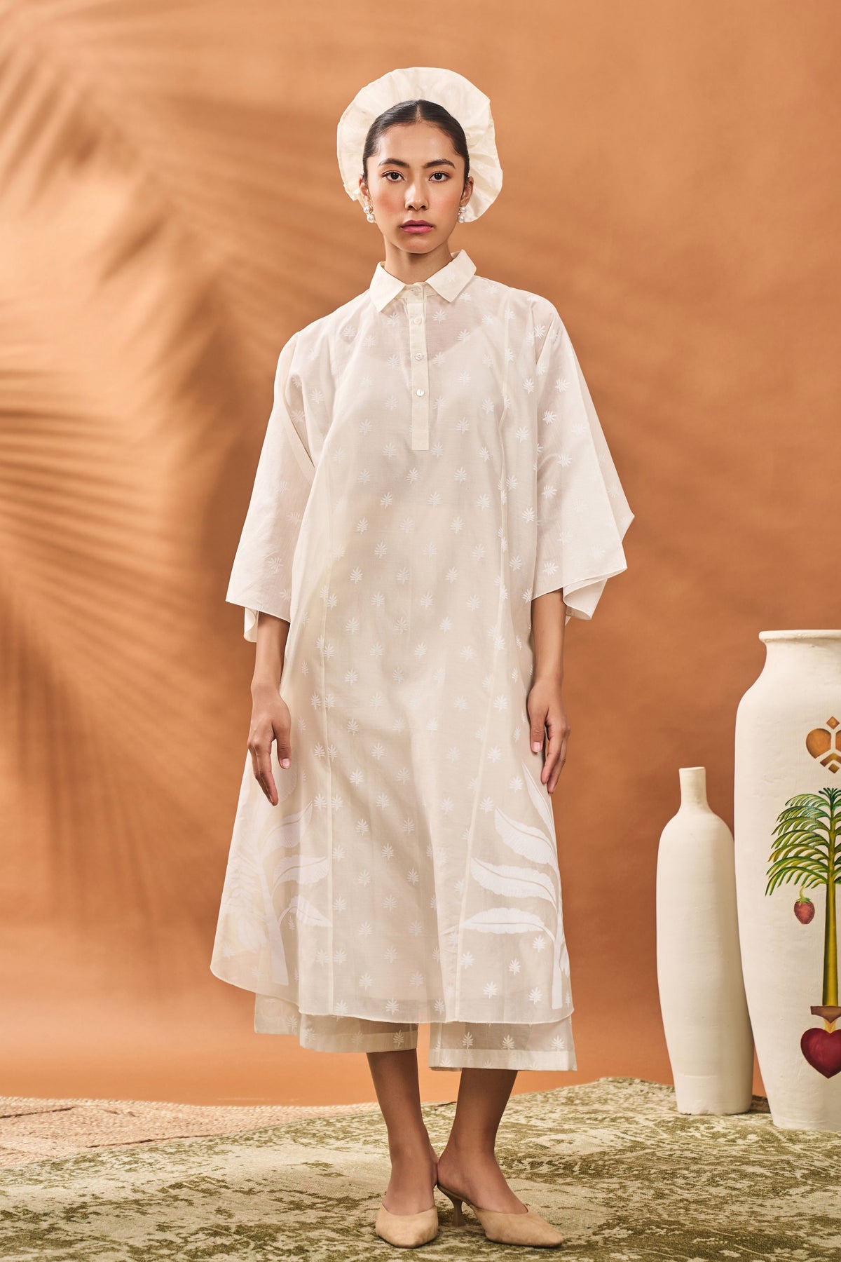 Trellis Palm Kaftan Set
