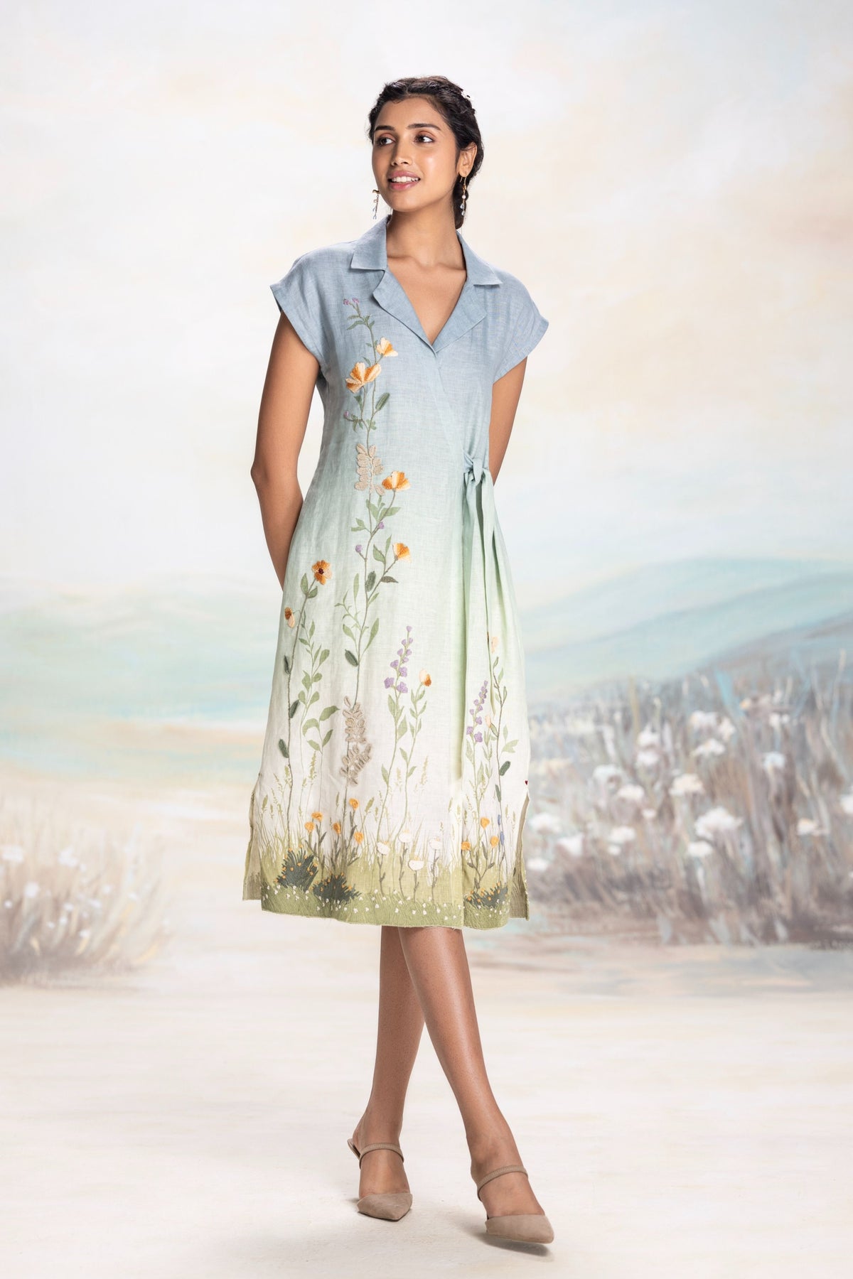 Landscape Sunset Blue Dress