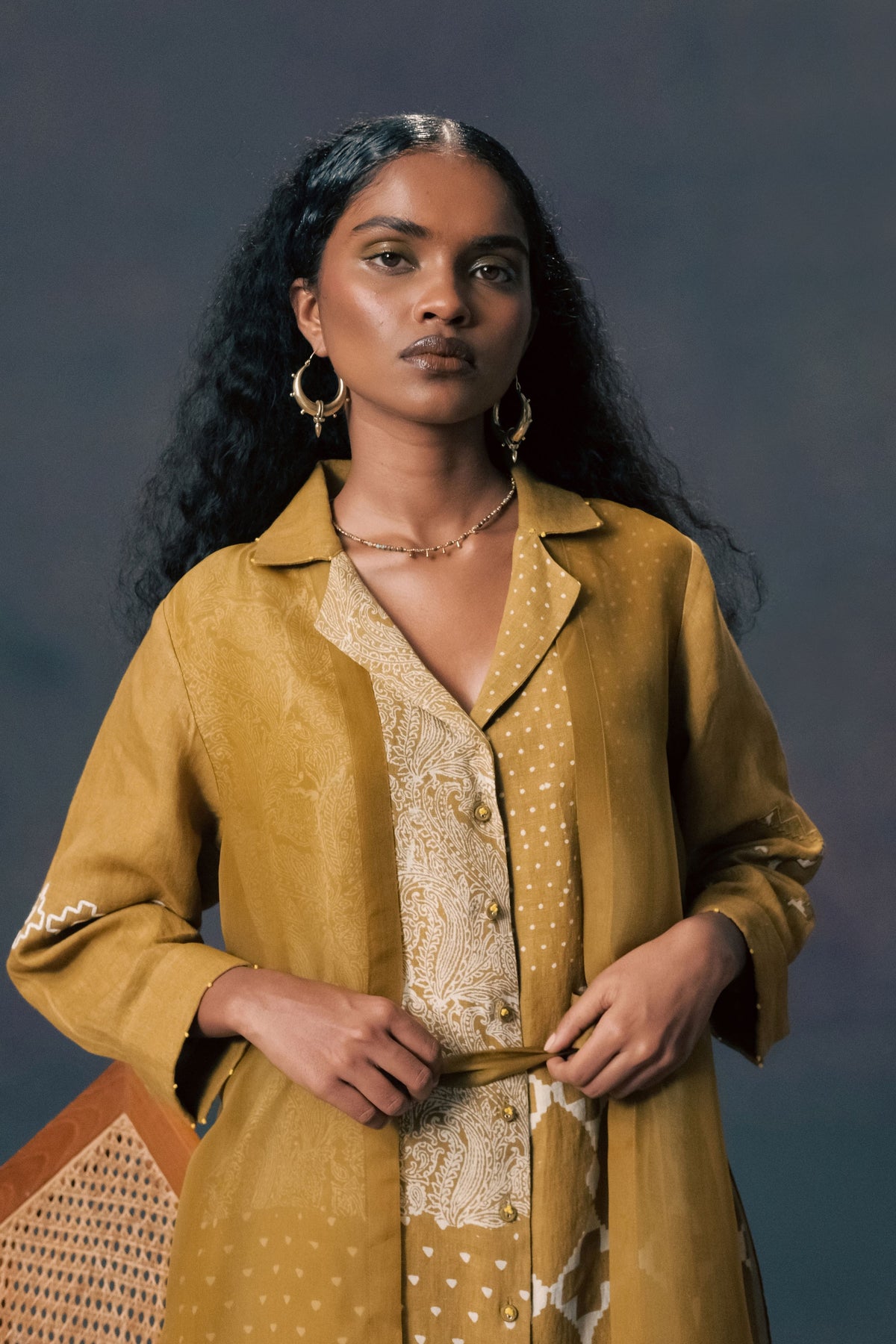 Moss Green Printed Dress