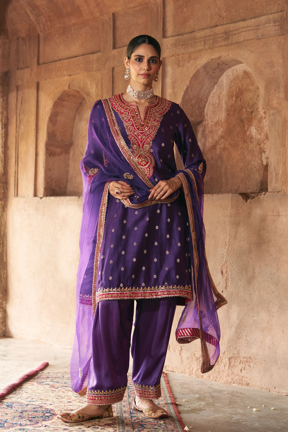 Hafsa Purple Chauga With Salwar