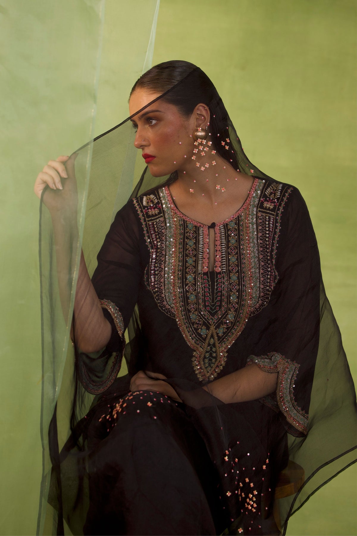 Black Georgette Kurta Set