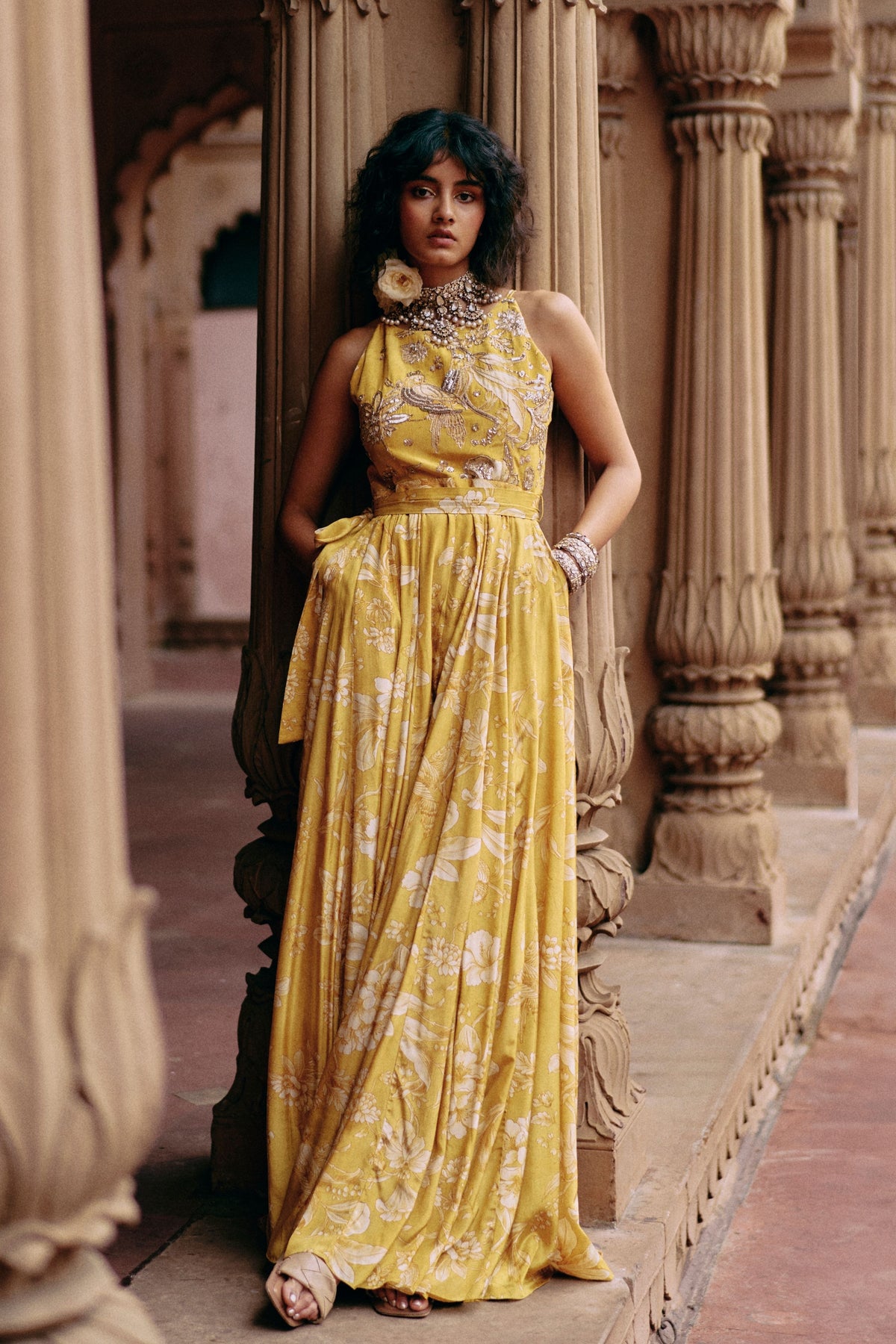 Yellow jumpsuit dress cheap