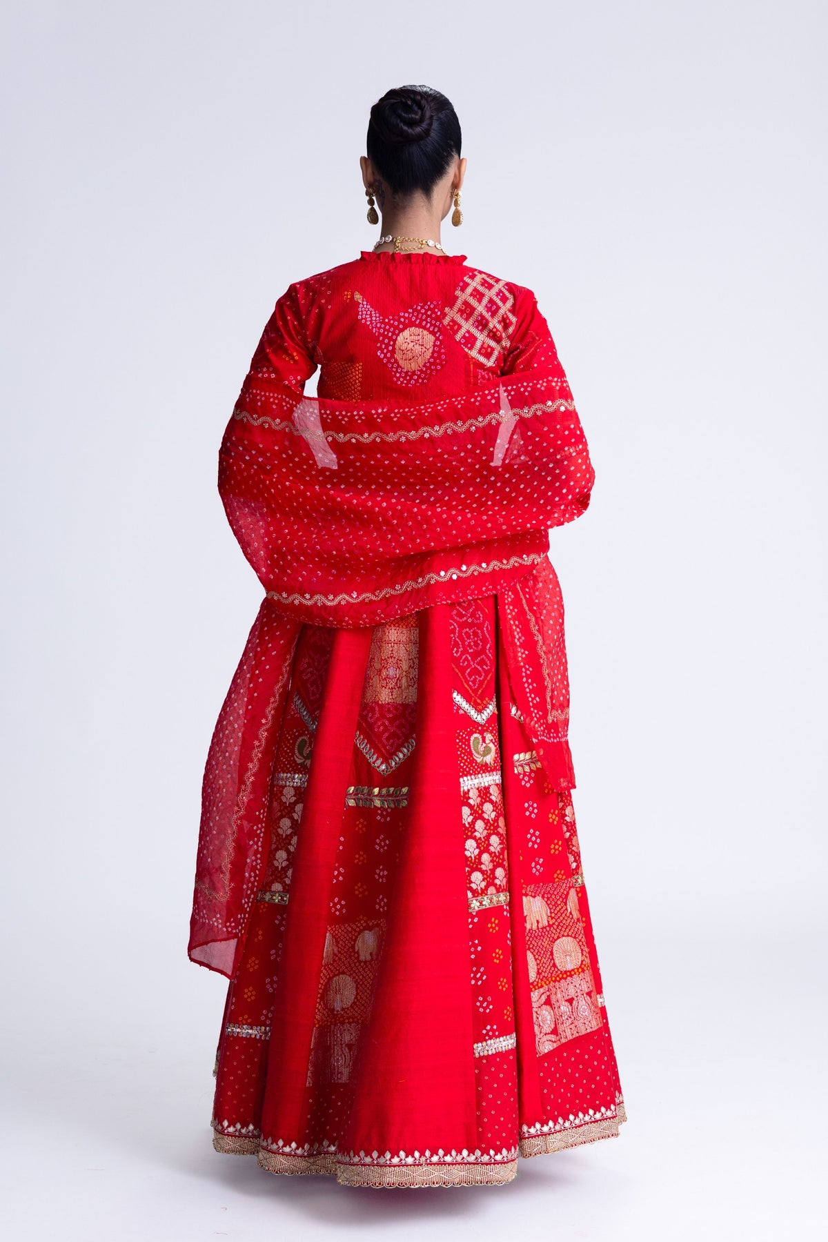 Red Patchwork Lehenga