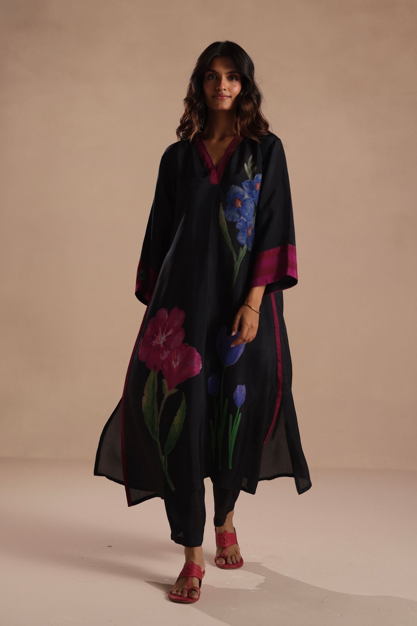 Hibiscus Kurta Set - Roza Pret - Elahe