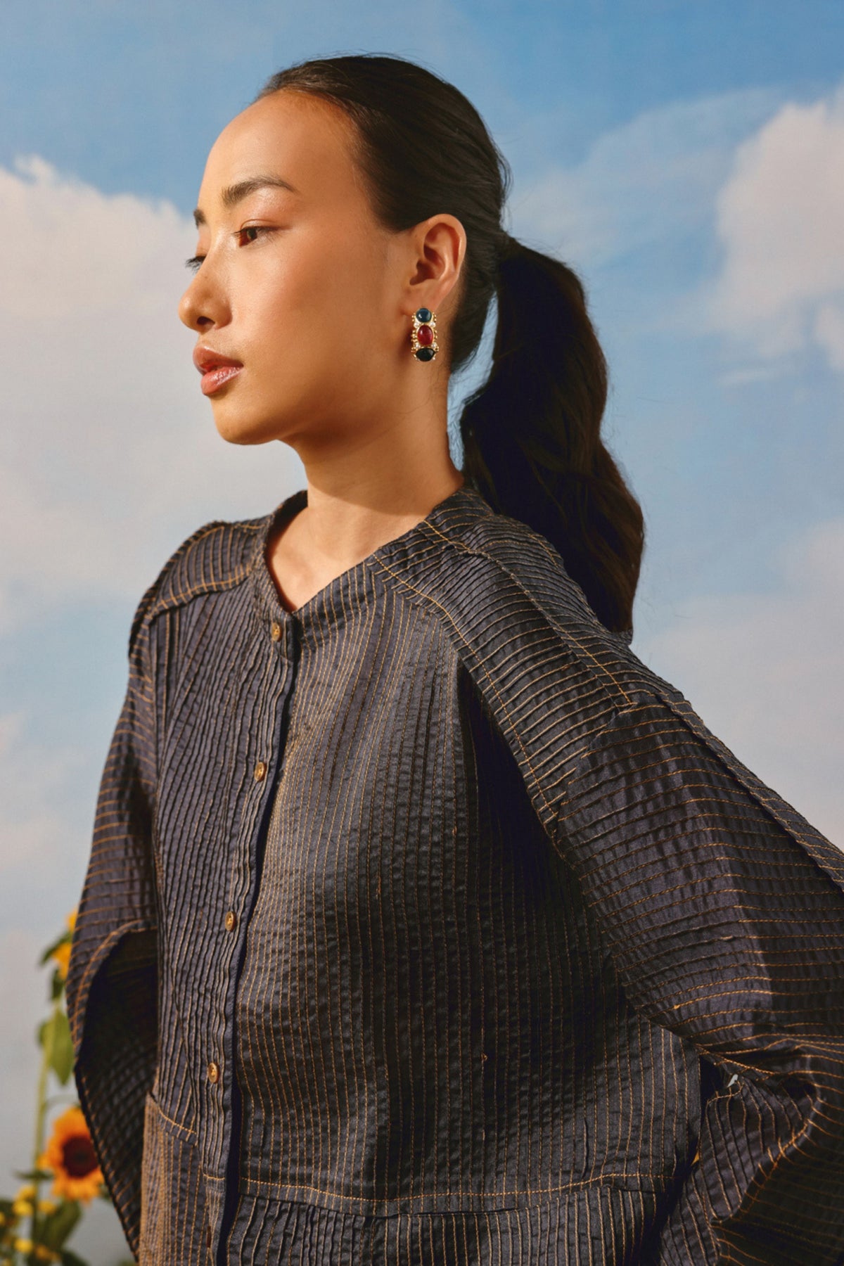 Pintuck Indigo Co-ord Set