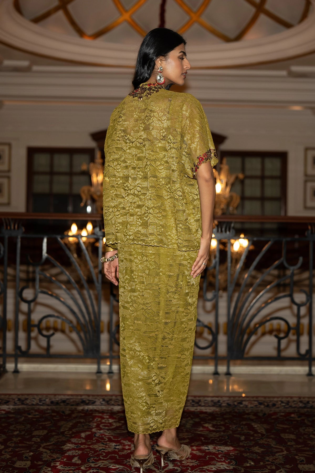 Boxy Lace Top & Draped Skirt