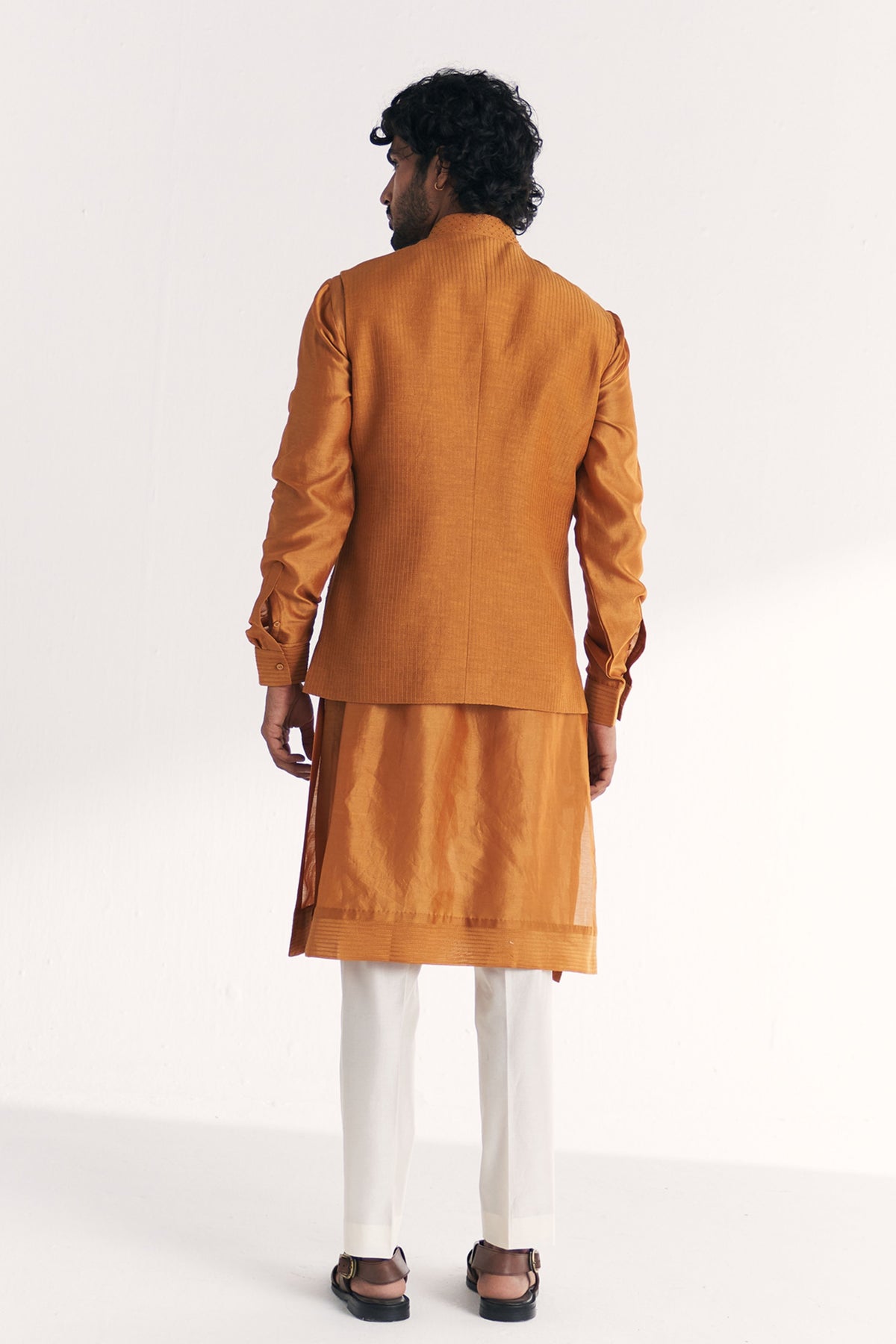 Mahwar Mustard Nehru Jacket Set