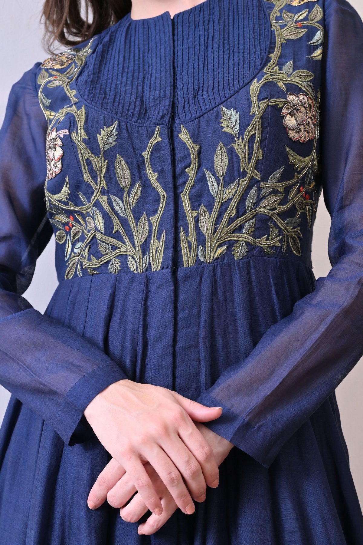 Blue Silk Embroidered Anarkali