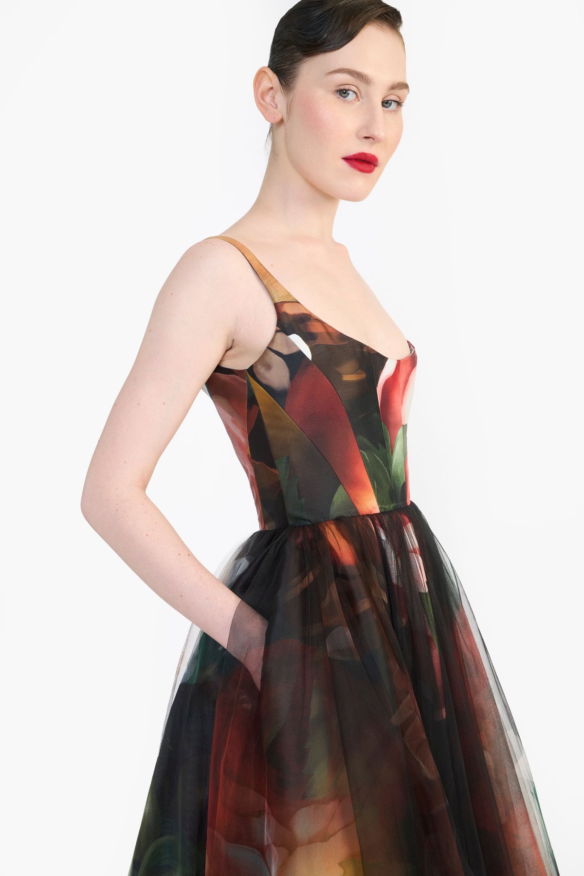 Panelled Corseted Midi Dress