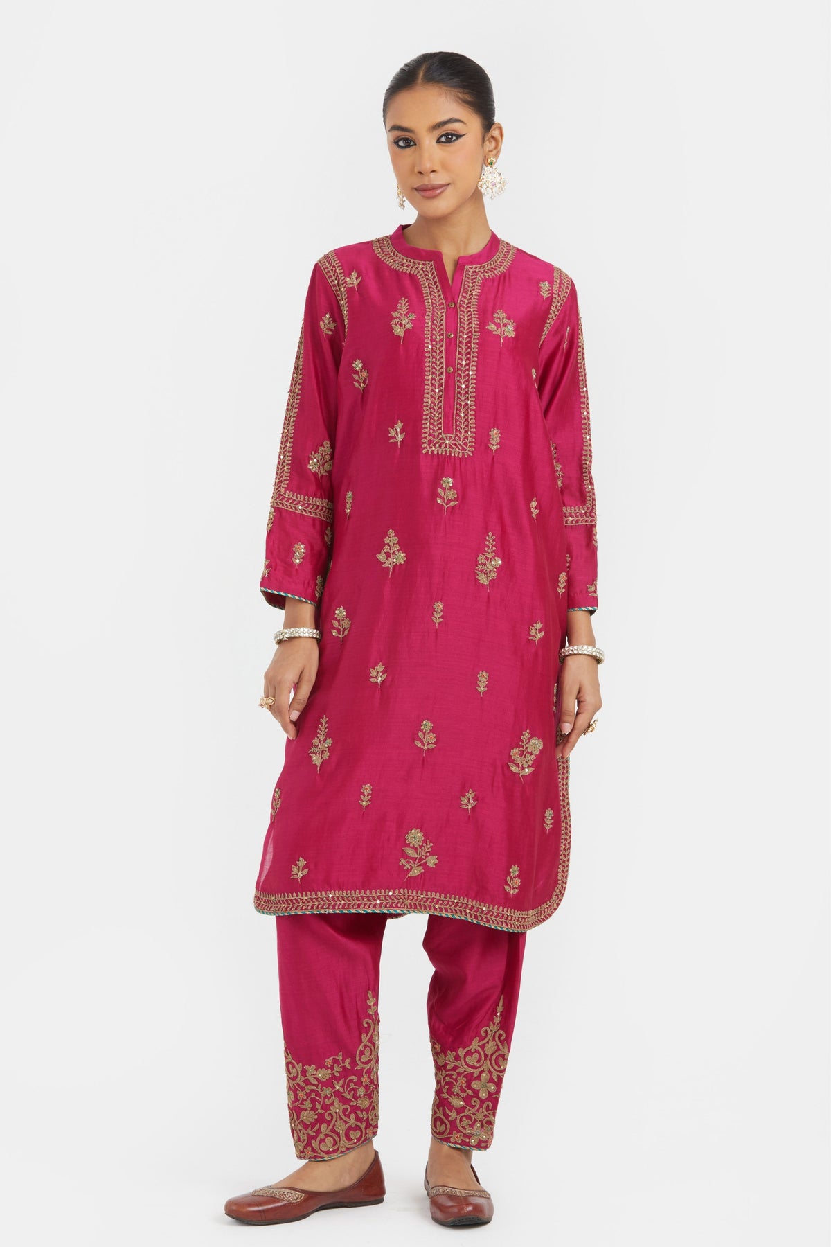 Fuchsia Chanderi Kurta Set