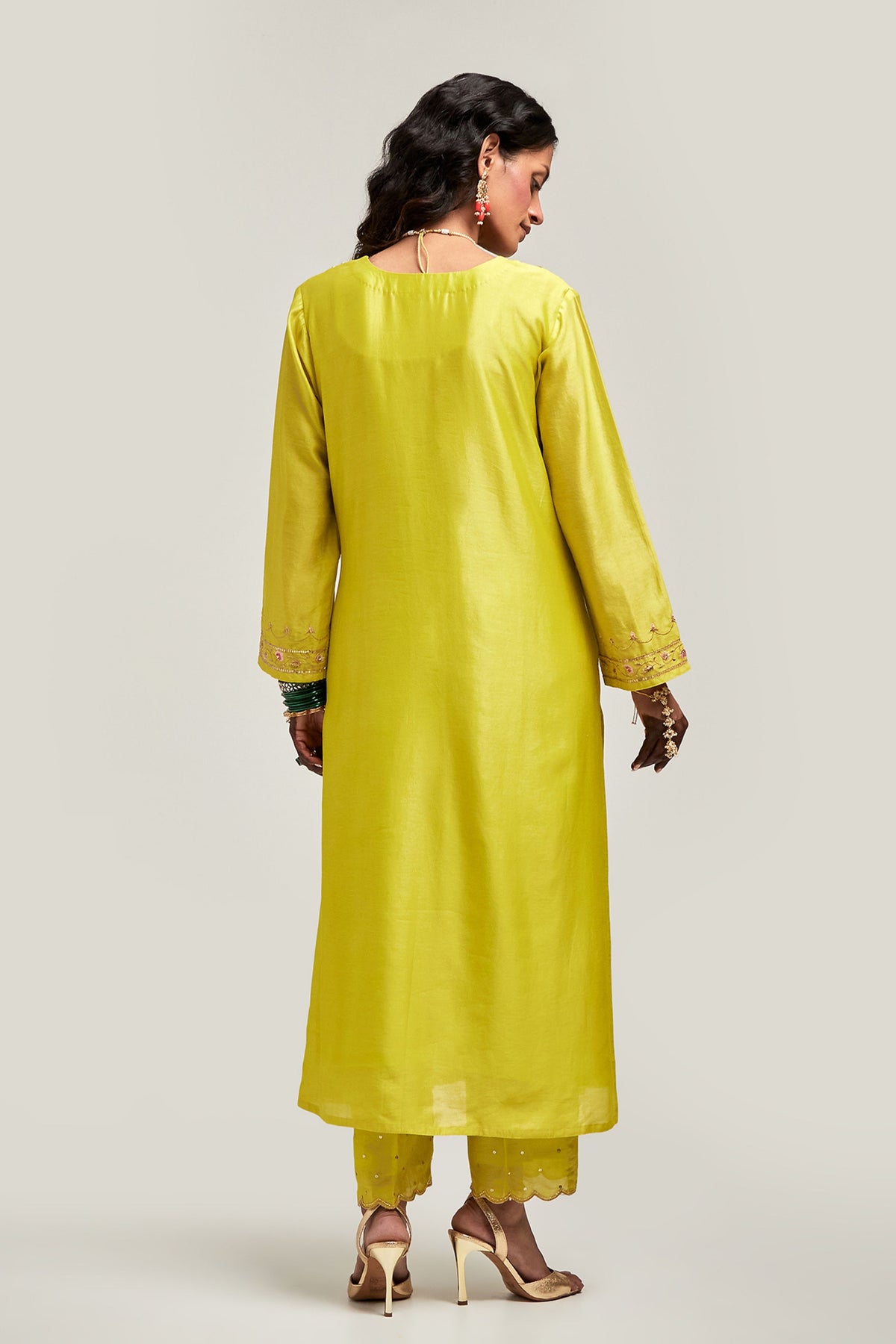 Lime Embroidered Kurta Set