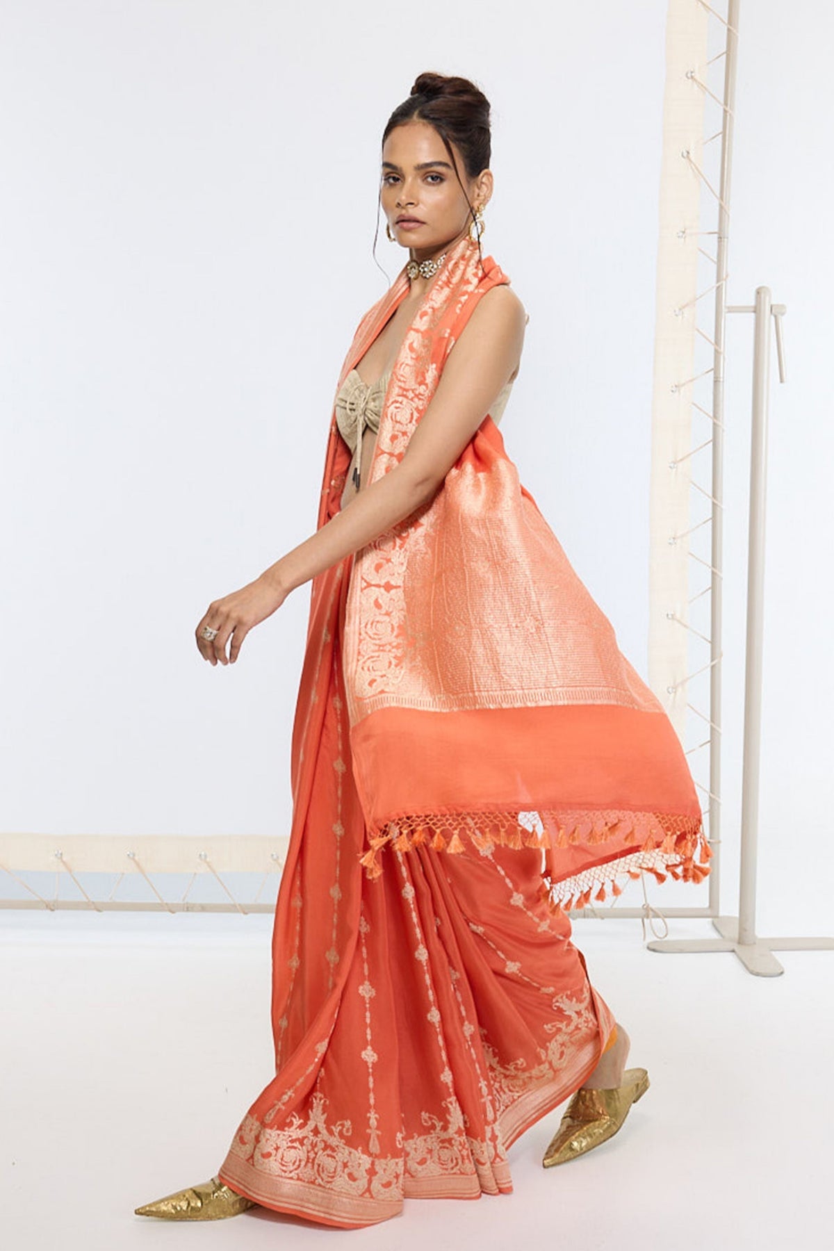 Handwoven Rusty Orange Saree