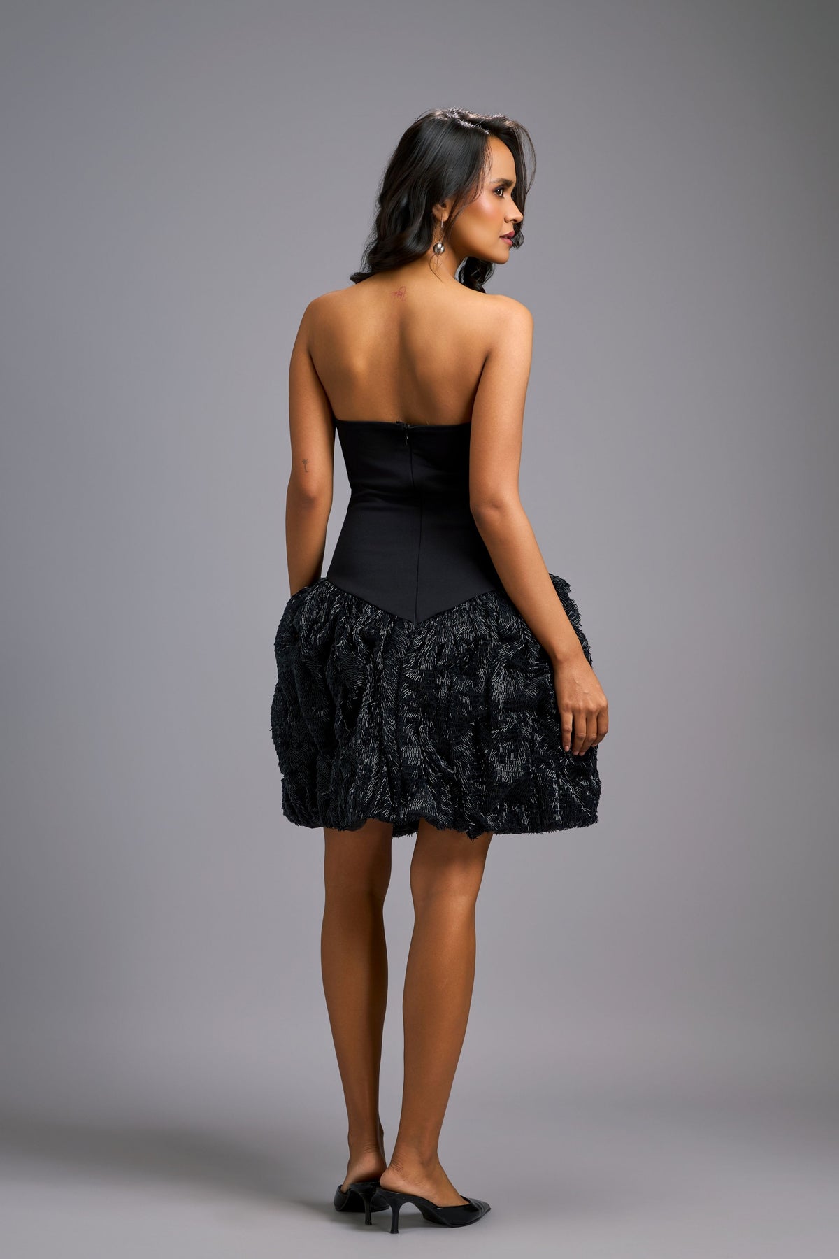 Strapless Balck Ruched Dress