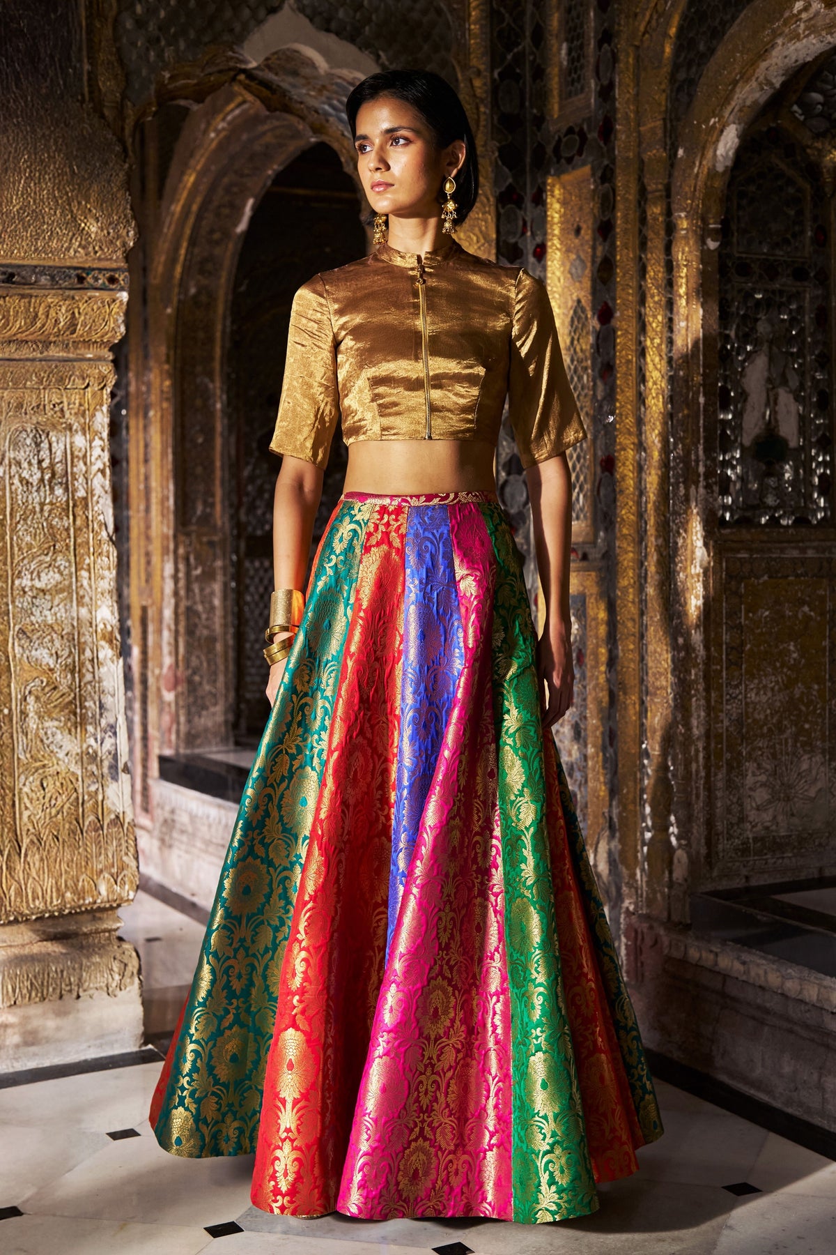Banarasi Brocade Multi Flared Lehenga