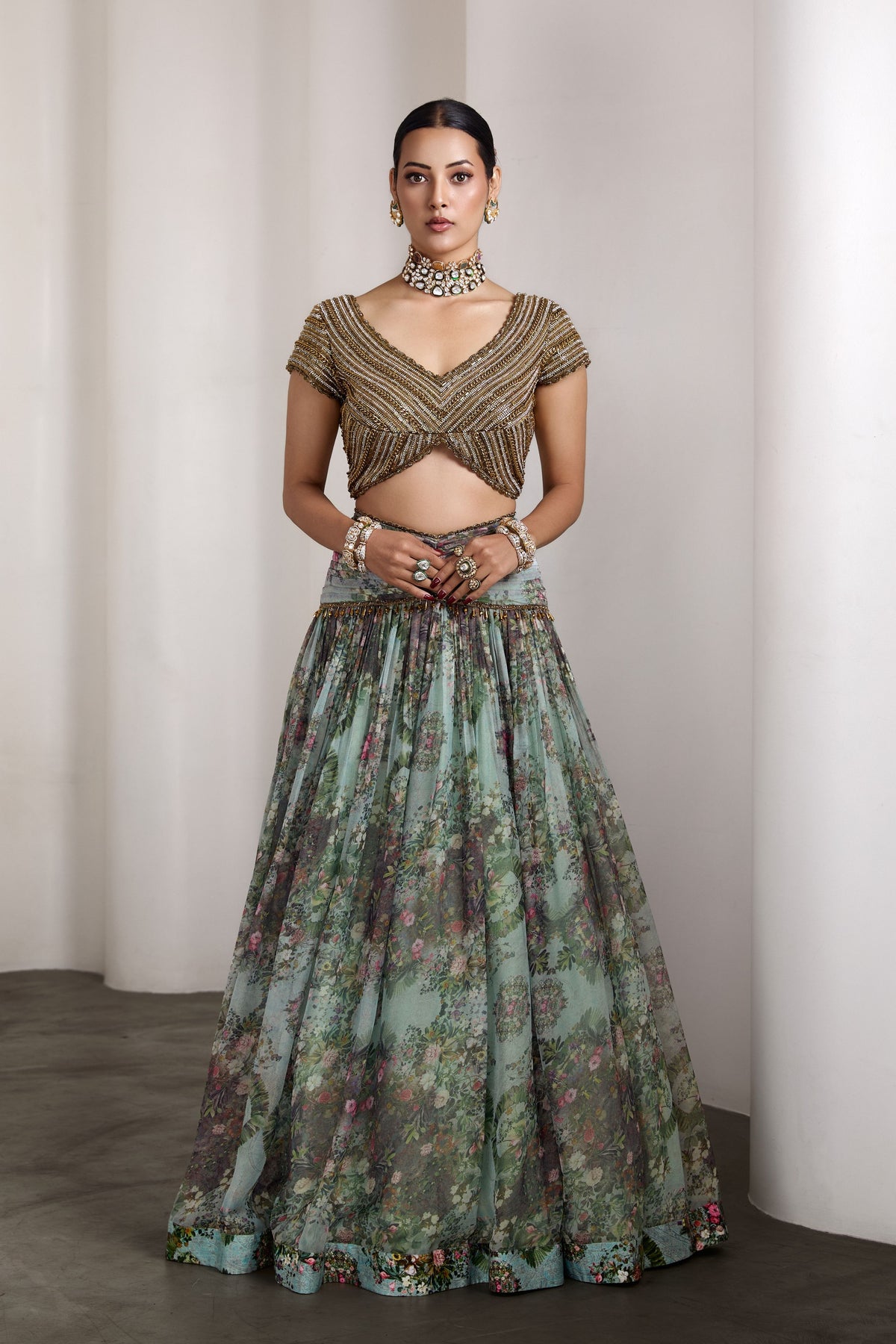 Paisley Ice Blue Lehenga Set