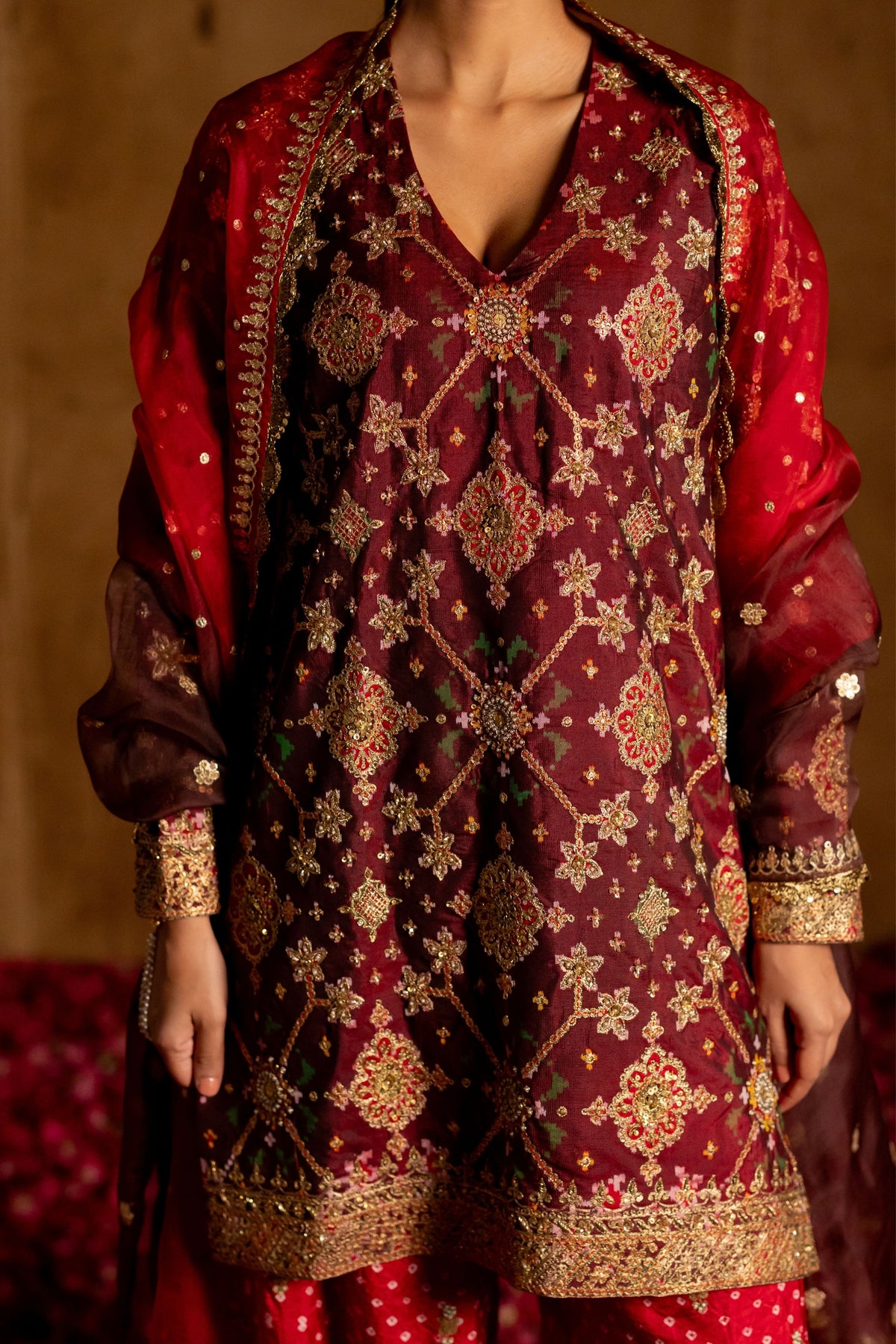 Sunita Patola Bandhani Set