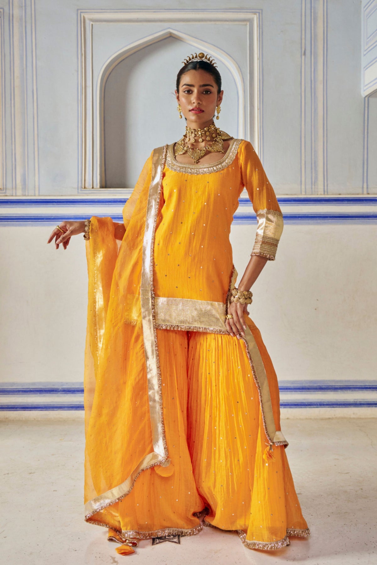 Saffron Straight Sharara Set