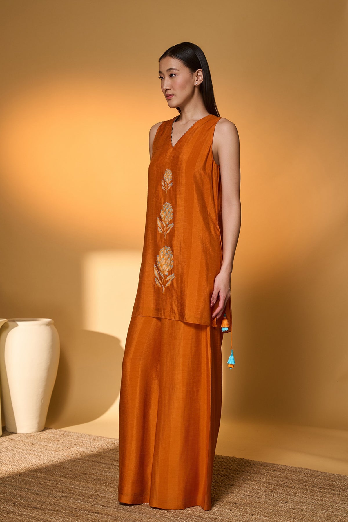 Saffron Sky Striped Kurta Set