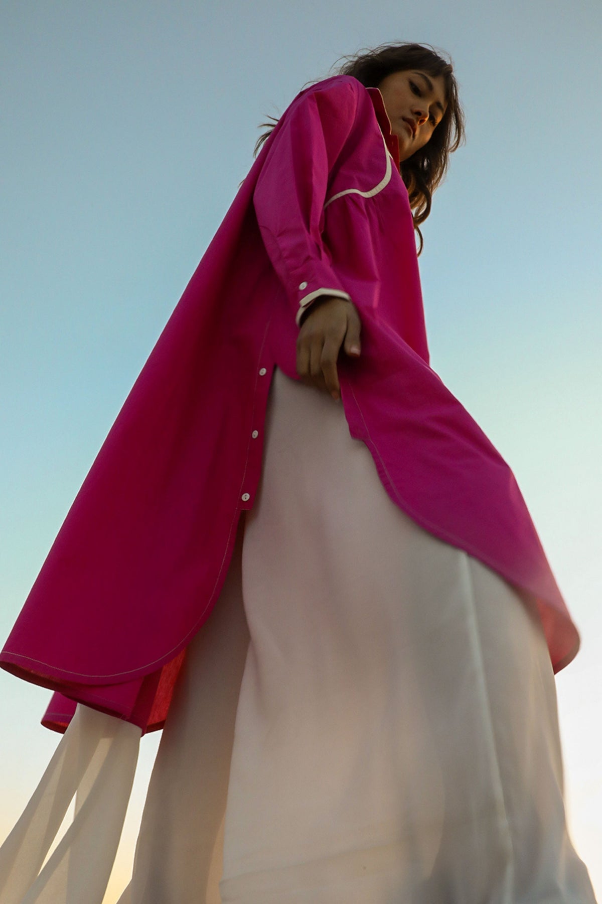 Fuchsia Line Shirt Dress