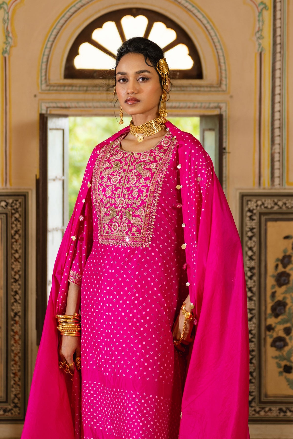 Peacock Bandhani Kurta Set