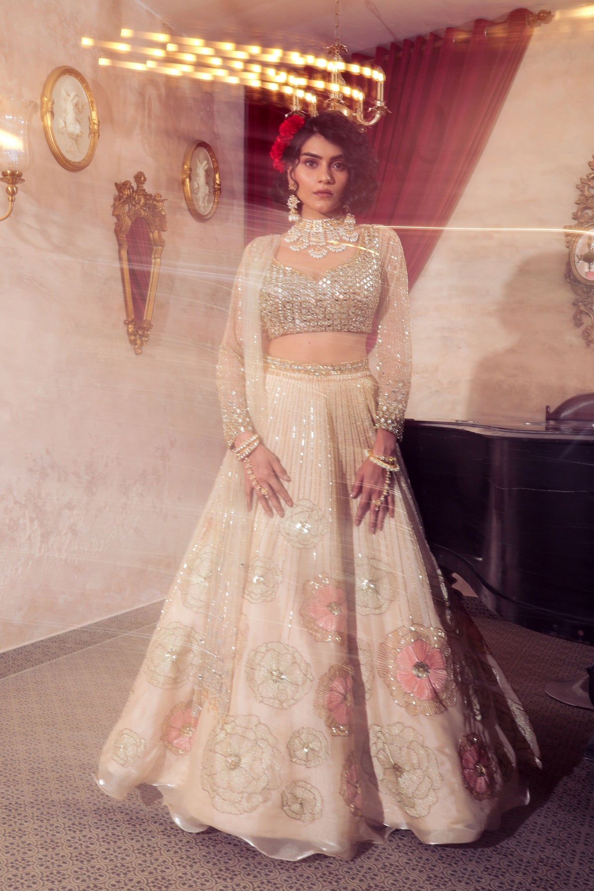 Ivory Embroidered Lehenga Set