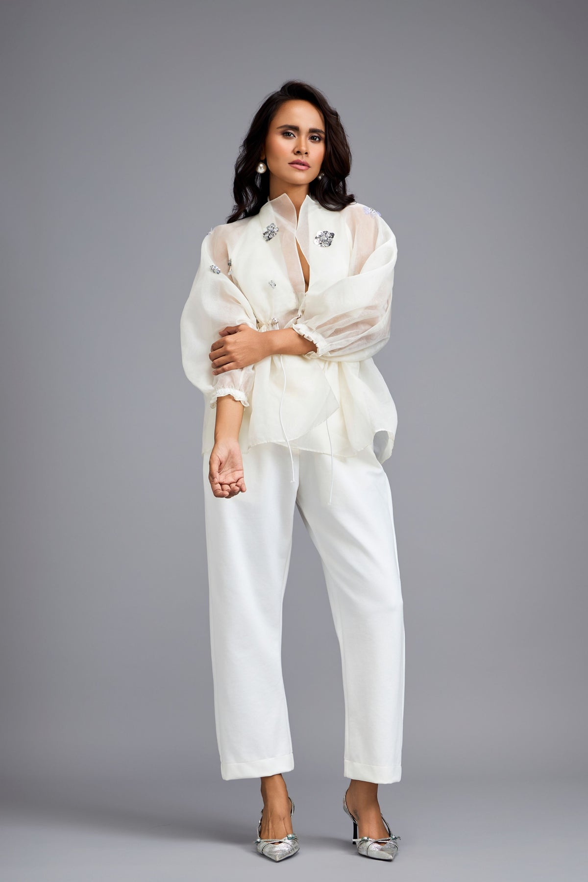 White  Embellished Top