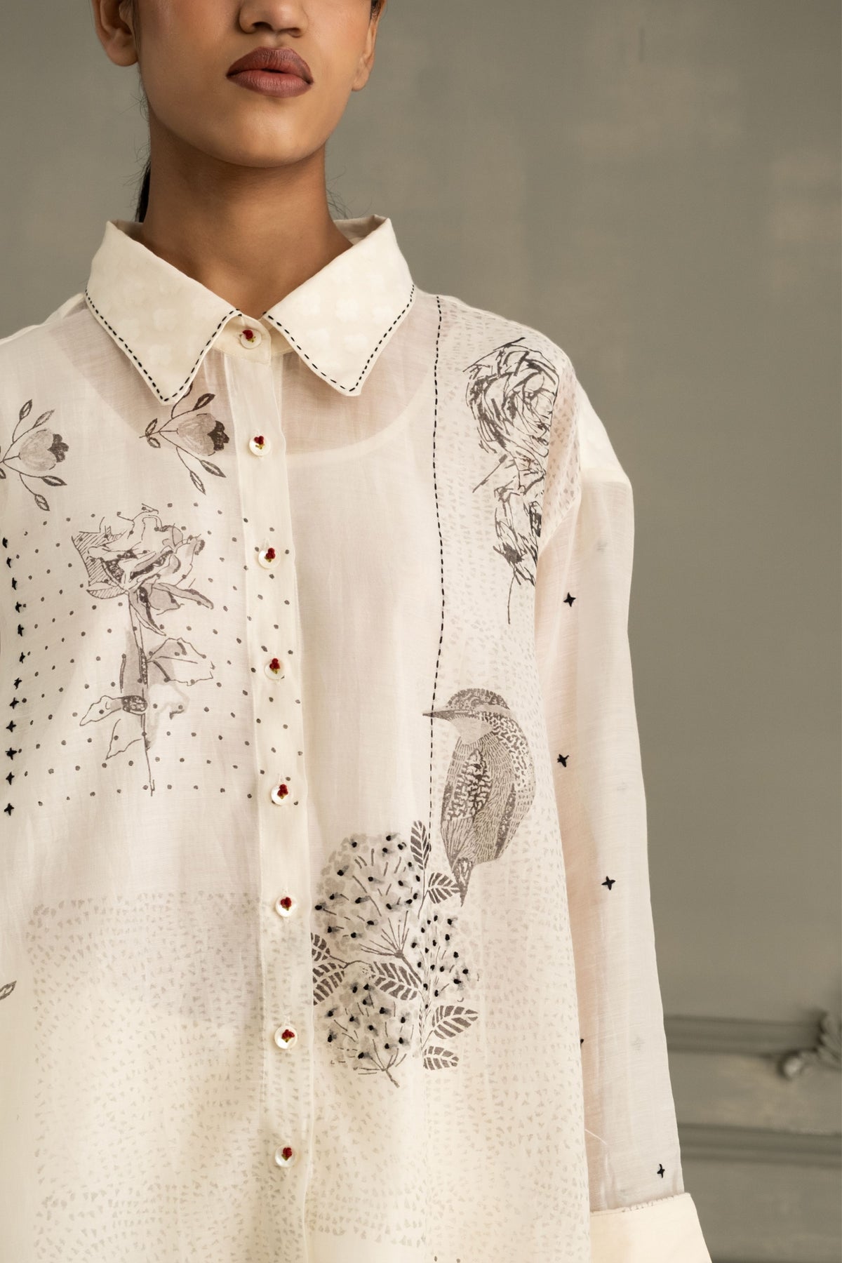 Ivory Embroidered Chanderi Set