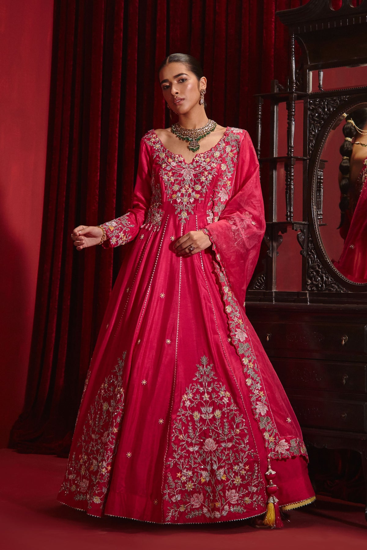 Rani Naira Anarkali Set
