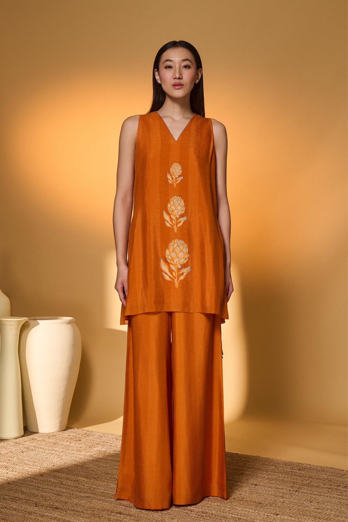Saffron Sky Striped Kurta Set