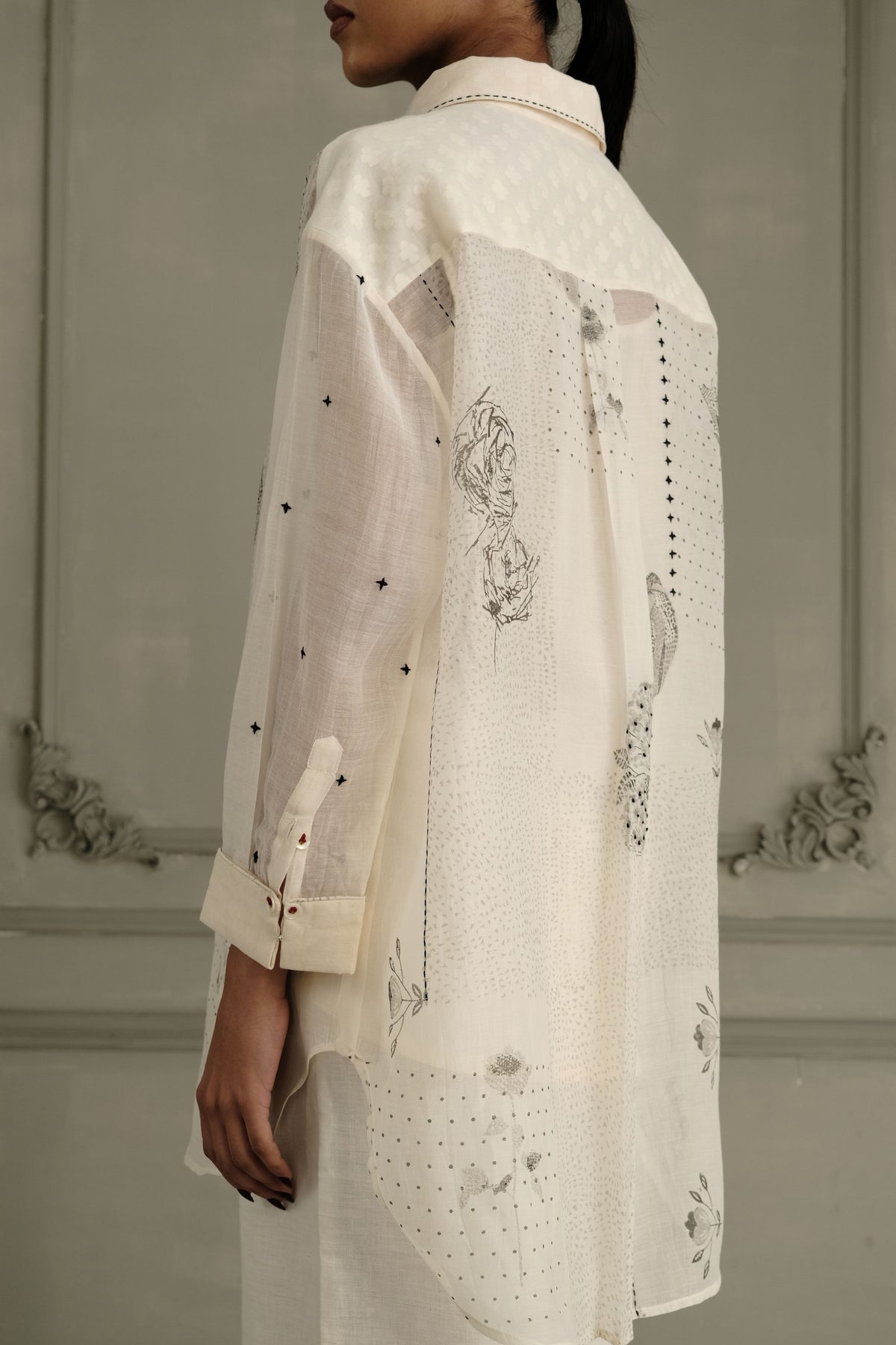 Ivory Embroidered Chanderi Set