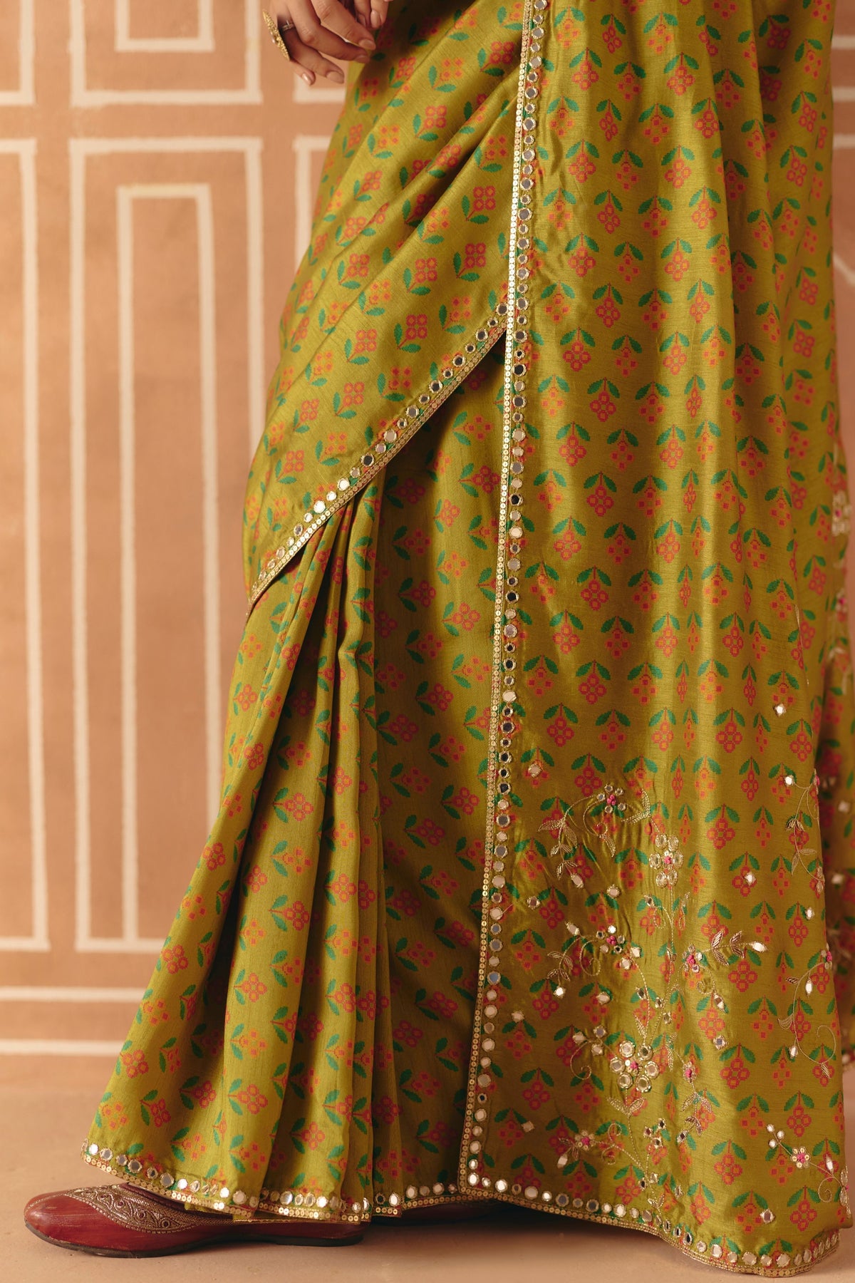 Parrot Green Saree Set