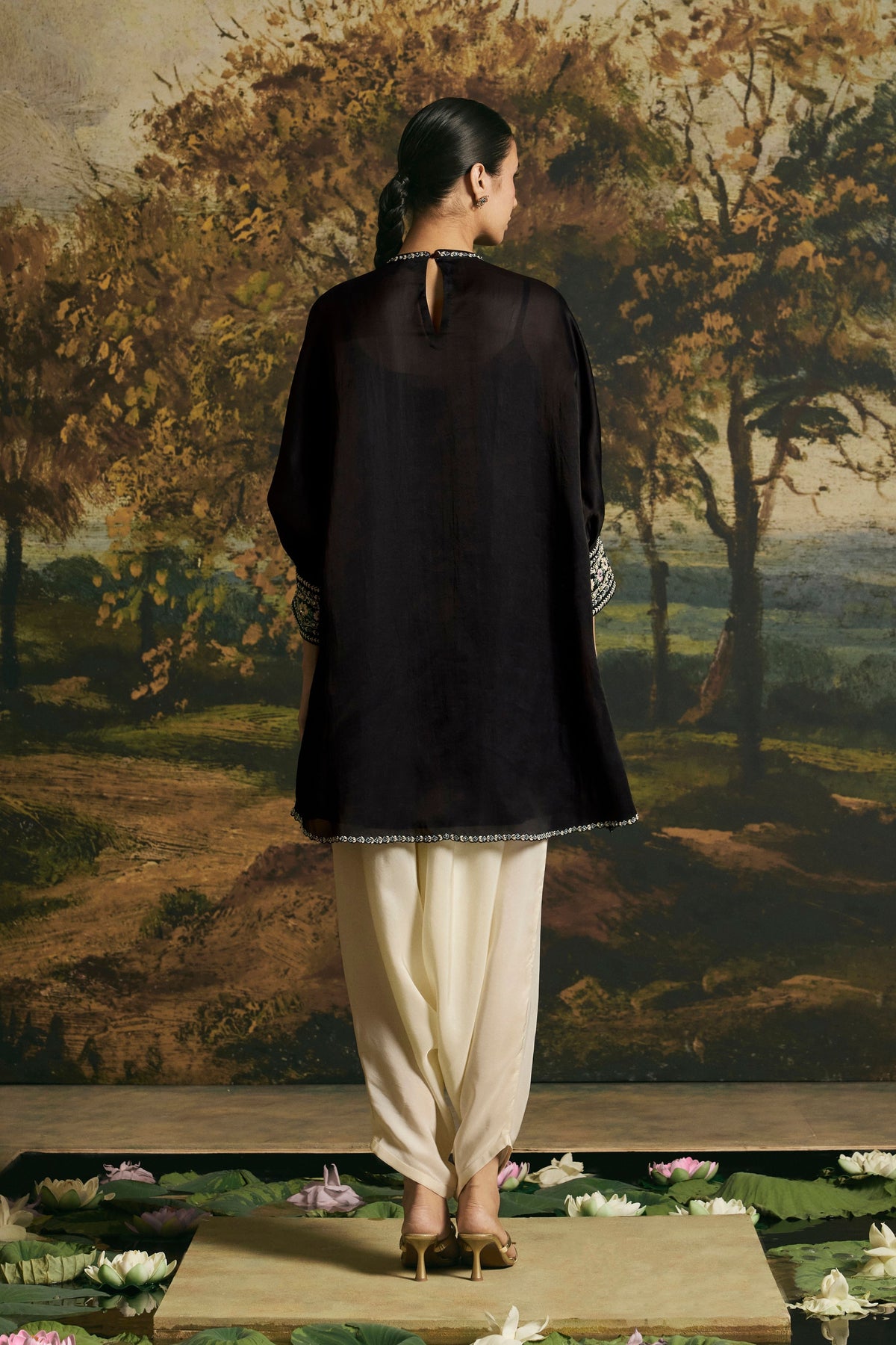Black Applique Tunic Set
