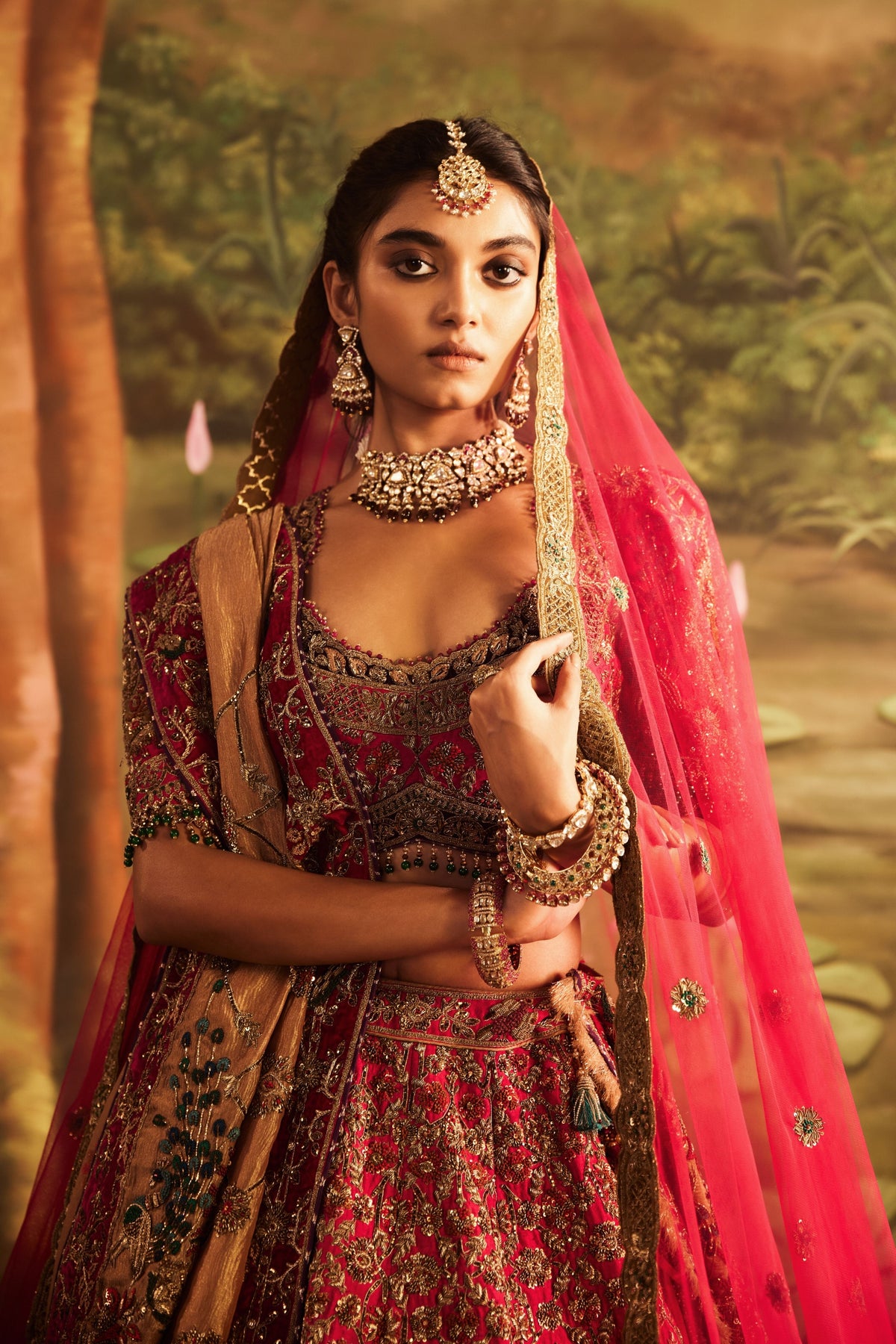 Hot Pink Raw Silk Lehenga