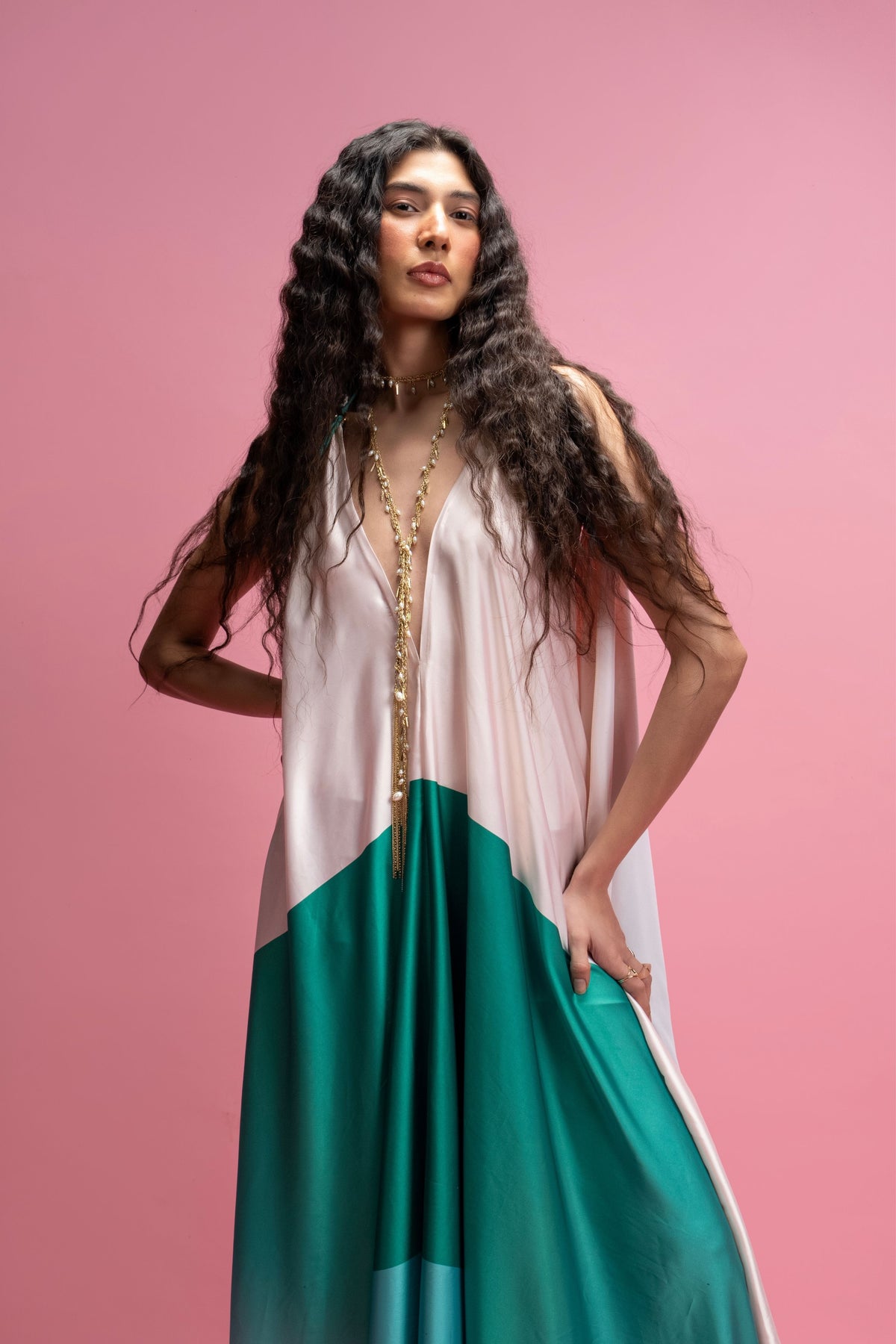 Green Montage Maxi Dress