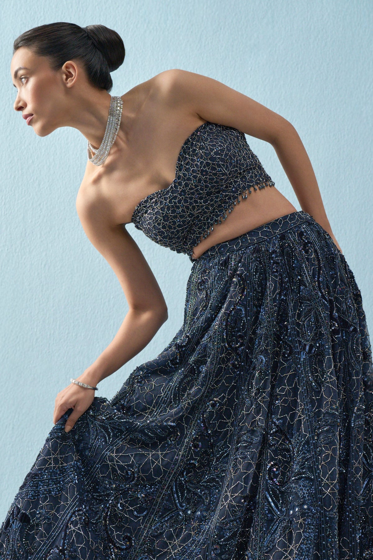 Navy Blue Lehenga Set