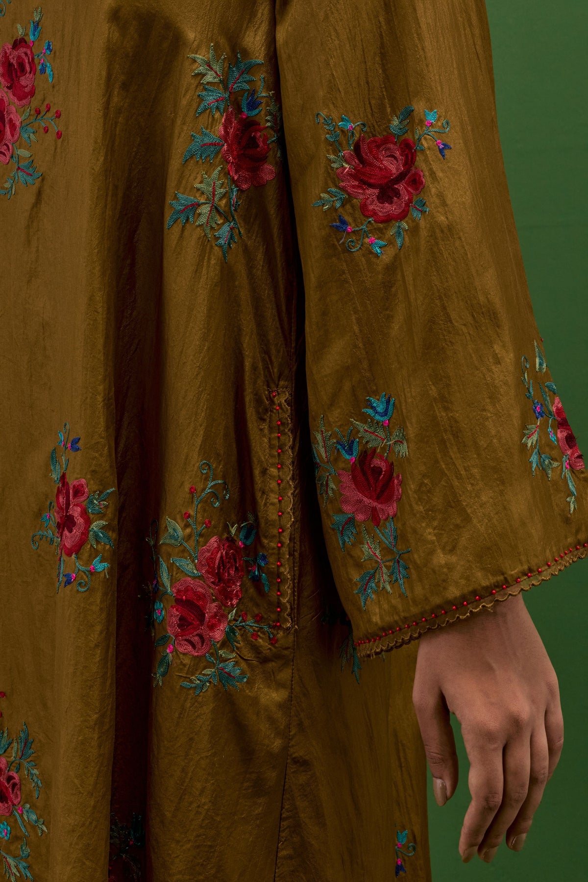 Golden Olive A-line Kurta Set