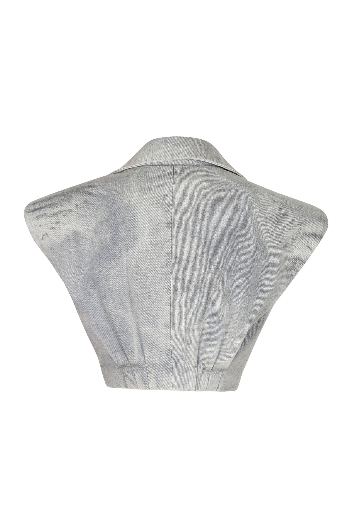 Grey Denim Power Shoulder Top