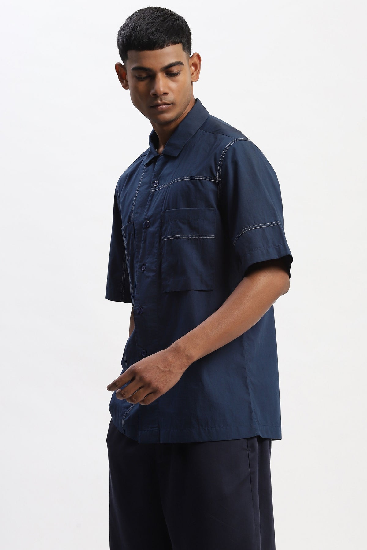 Blue Tonal Patchwork Shirt