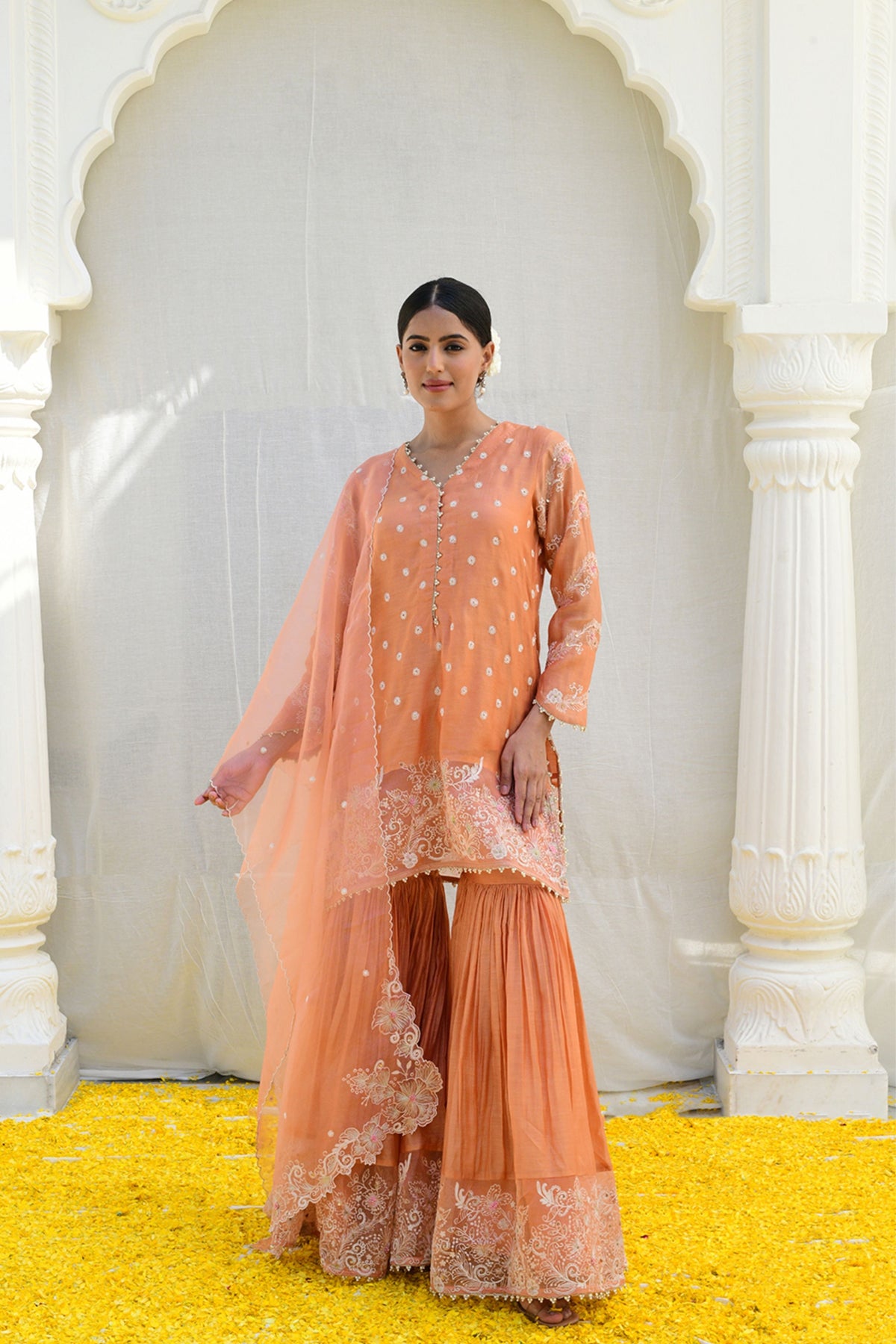 Peach Reef Heavy Sharara set