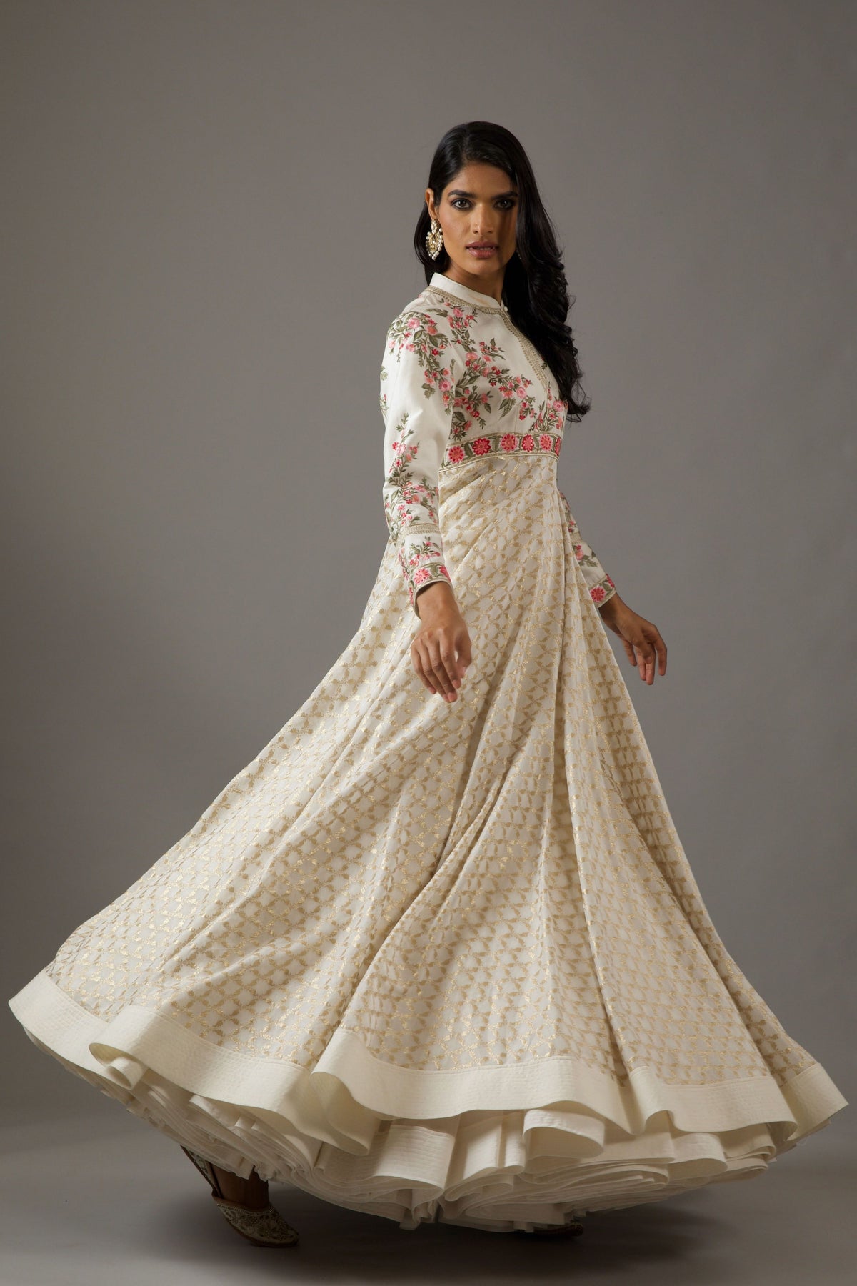 Ivory Chanderi Anarkali Set
