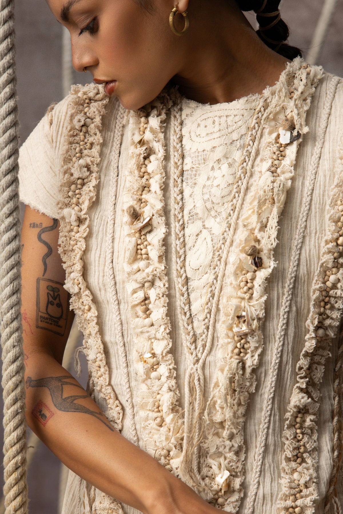 Ivory Lace Embroidered Dress