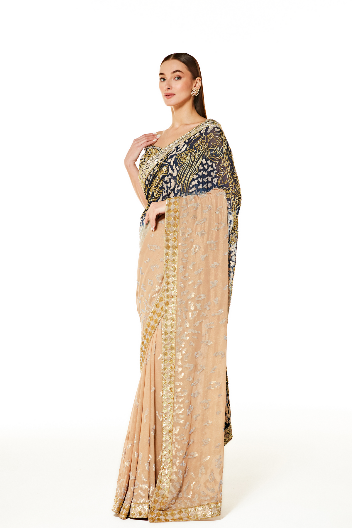 Gold Zaynab Shaded Saree Set