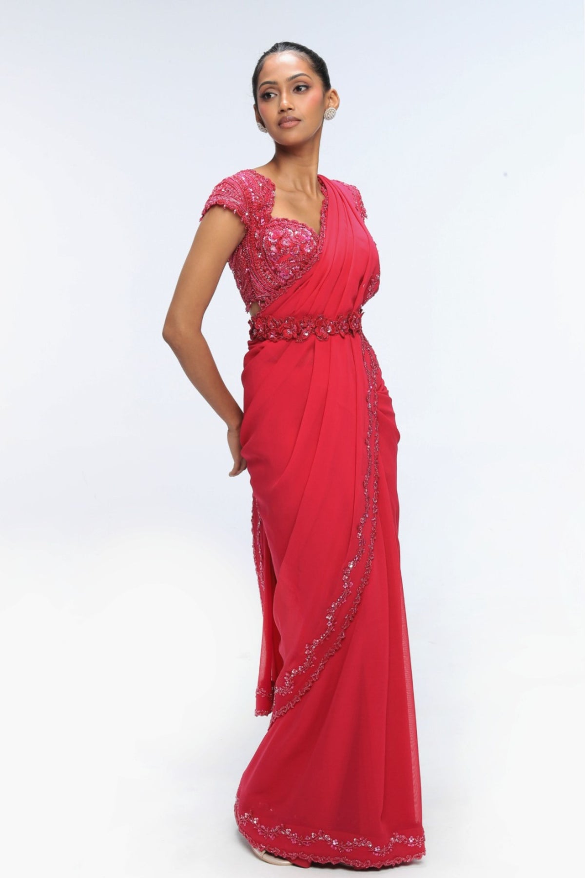 Pink Ember Reef Saree