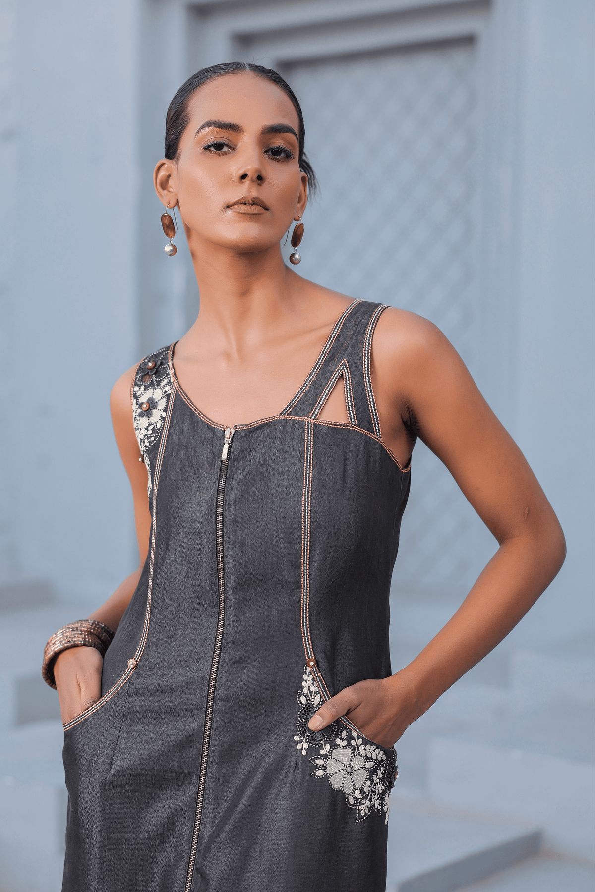 Azure Zip it up Dress in Black