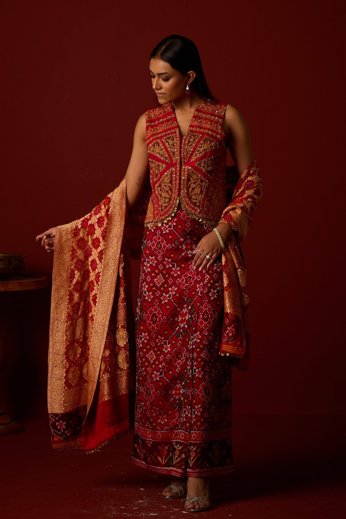 Golden Finished Bandhani Dupatta