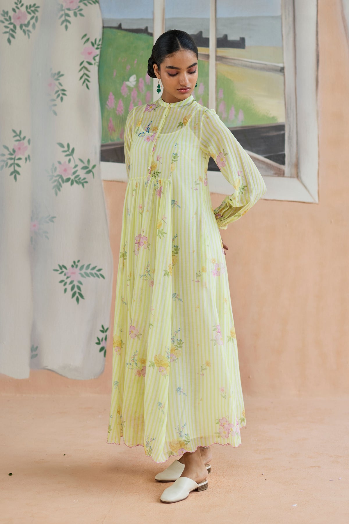 Serene Flora Maxi Dress Chanderi