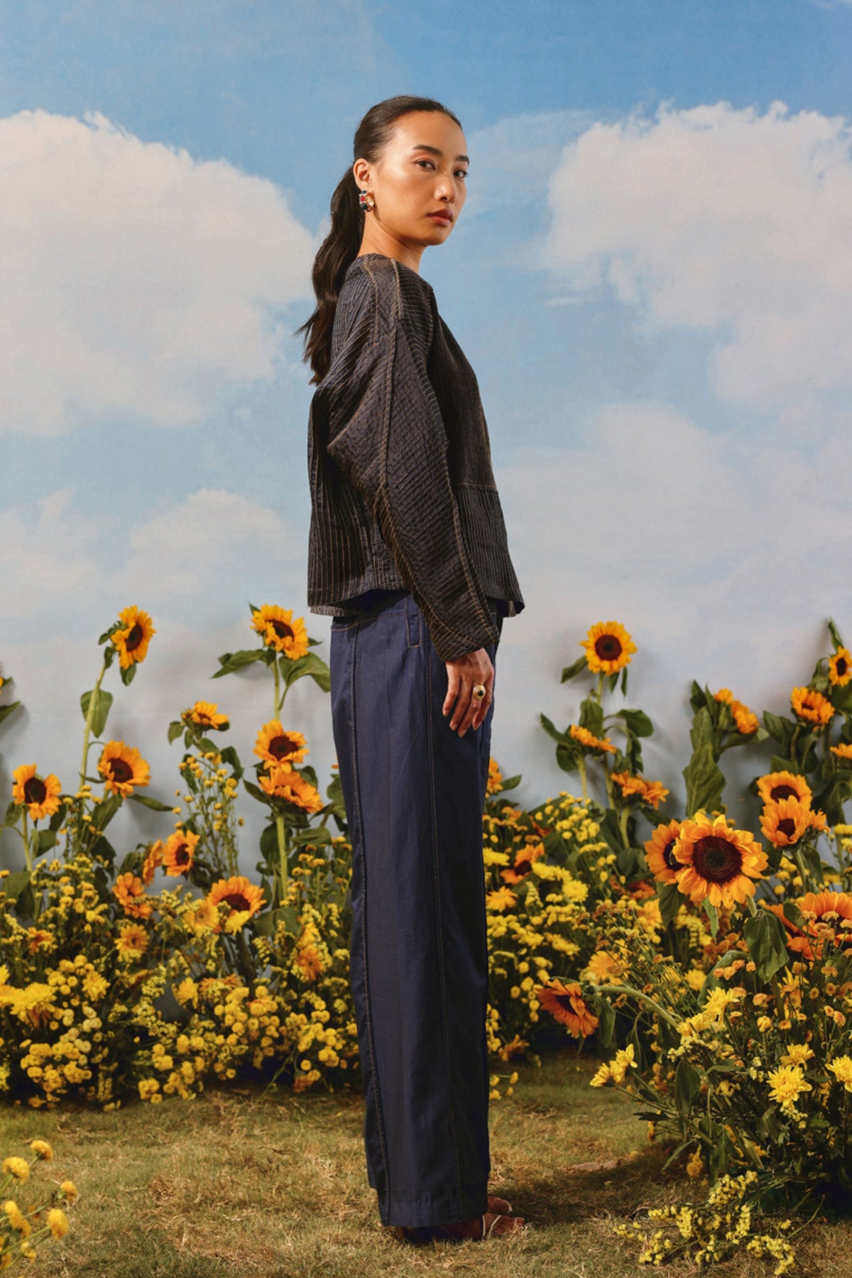 Pintuck Indigo Pleat Jacket