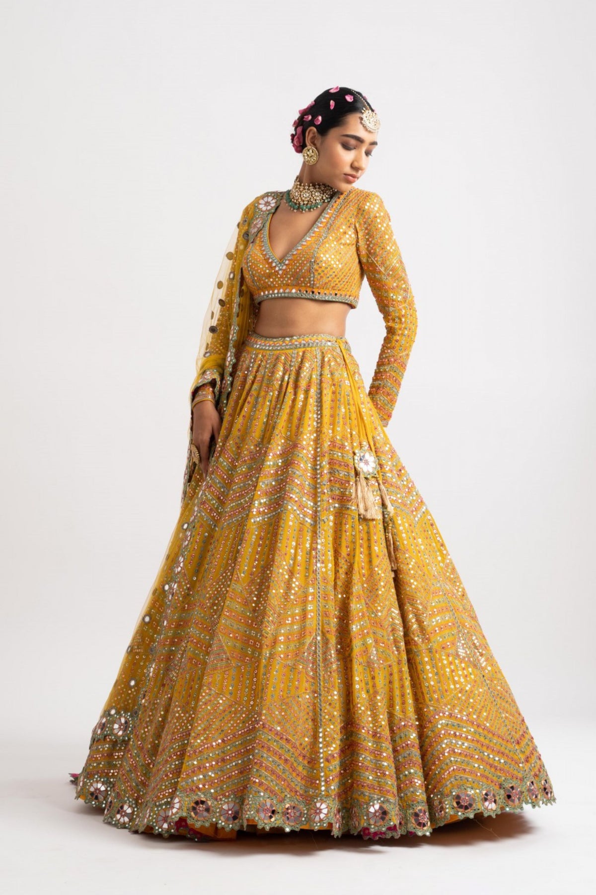 Yellow heavy lehenga