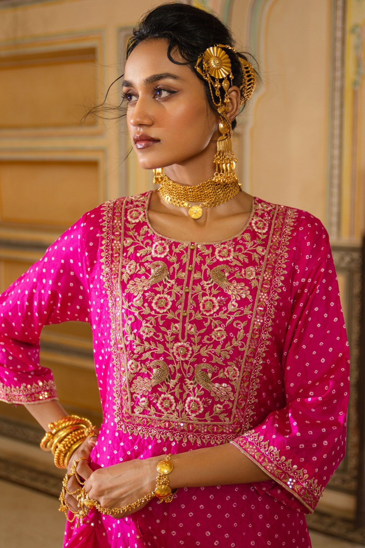Peacock Bandhani Kurta Set