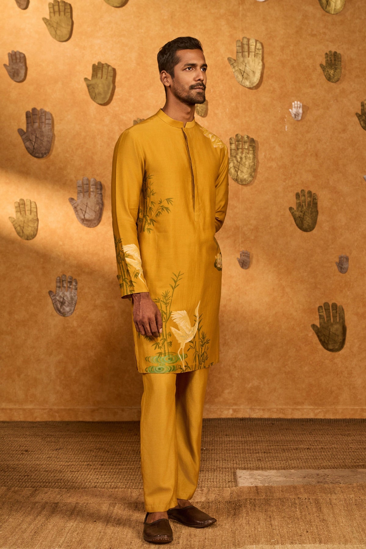 Ochre Bamboo Grove Kurta Set